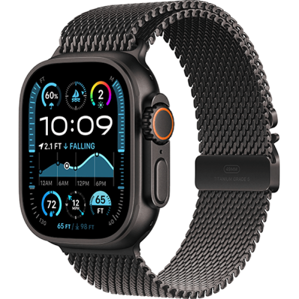 Apple Watch Series Ultra 2 49mm Black Titanium Case with Black Titanium Milanese Loop S
